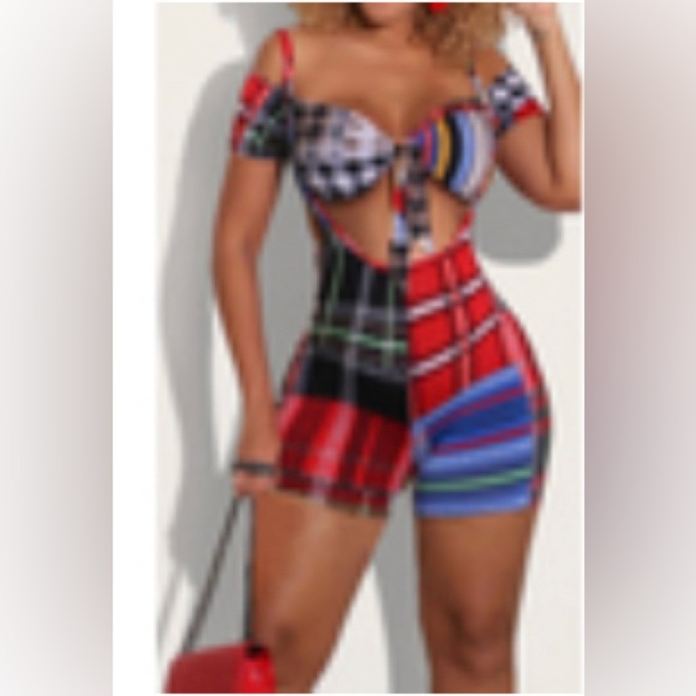 Karen Eleanore Colorblock Plaid Set